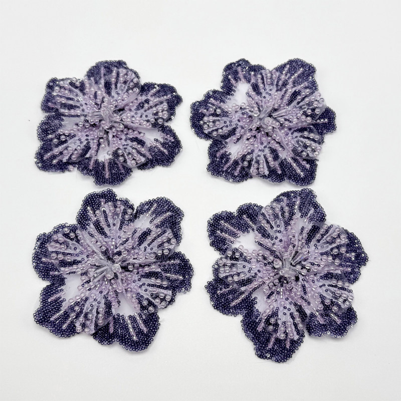 GCW-DH131-Purple Gradient Sequin Flower Applique for Bridal Dress